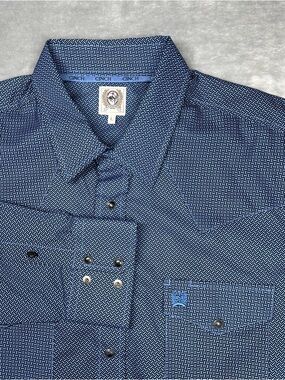 Cinch Western Pearl Snap Shirt Men’s Large Blue Patterned MTW1682017